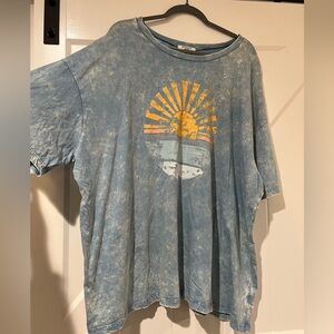 Blue Graphic T-Shirt with Sun Design